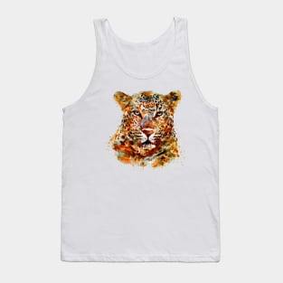 Leopard Head watercolor Tank Top